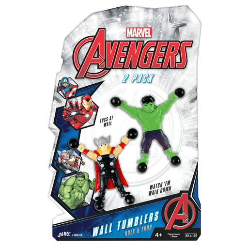 A los niños les encantará lanzar a Thor y Hulk. Lanzalos para que se adhieran al techo, las paredes, las ventanas, las mesas y prácticamente cualquier superficie. ¡Simplemente tiralos a la pared y darán vueltas y vueltas, abriéndose camino por la pared! Trepa por las paredes, puertas corredizas de vidrio, ventanas y espejos.